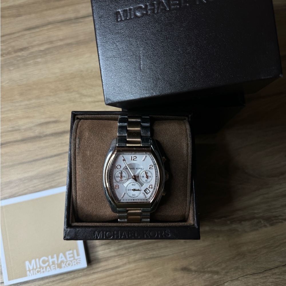 Michael Kors Silver and Gold Chronograph Watch